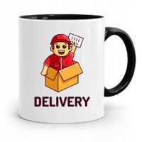 Kubek Czarny Dla Kuriera Express Delivery Man Z Nadrukiem Ze Zdjęciem