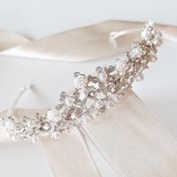 Tiara z różami srebrna korona ślubna cyrkonie GLAM KOKONET 4-0177