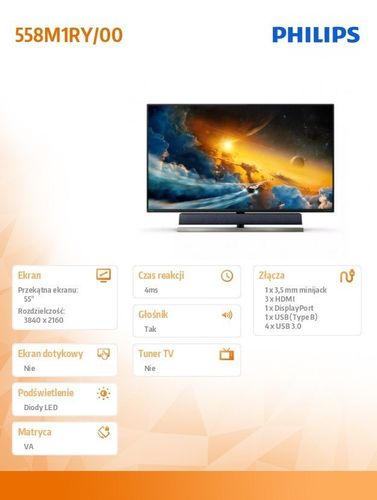 Monitor 558M1RY 55 cali VA 4K HDMIx3 DP HDR na Arena.pl