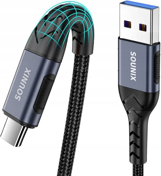 KABEL USB TYP C DO ŁADOWARKI DO ŁADOWANIA 2M 60W 3A SOUNIX zdjęcie 1