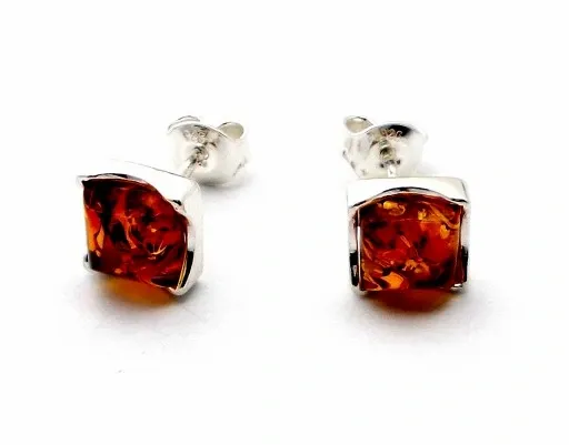 SREBRNE KOLCZYKI Z BURSZTYNEM zdjęcie 1