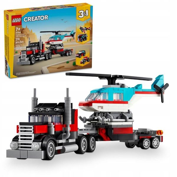 LEGO Creator 3 w 1 31146 Ciężarówka z platformą i helikopterem zdjęcie 1