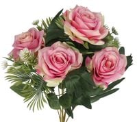 RÓŻA RÓŻE W BUKIECIE SZTUCZNE KWIATY JAK ŻYWE 49 CM DUŻY BUKIET GĘSTY