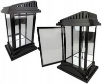 ZNICZ LATARENKA KRZYŻ LAMPION DUŻY KAPLICZKA DEKORACYJNA 29 CM SZKLANA