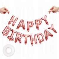 balony napis happy birthday golden rose dekoracja urodzinowa party 30cm