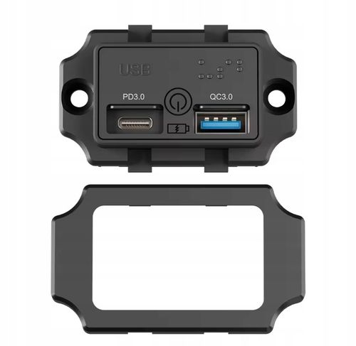 Gniazdo samochodowe montażowe 12V 24V USB PD3.0 QC3.0 IP55 LED ON OFF Dotyk na Arena.pl