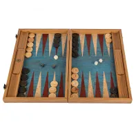 Ekskluzywny Backgammon Manopoulos – Turkusowy Korek i Dąb –Rękodzieło 48x30