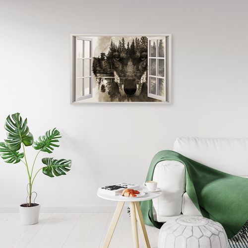 Deco Panel, Okno wilk abstrakcja 90x60 na Arena.pl