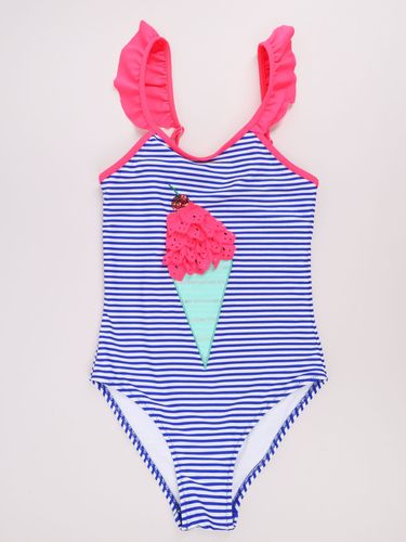 Kostium strój kąpielowy dziewczęcy jednoczęściowy w paski 128-134 YOCLUB na Arena.pl