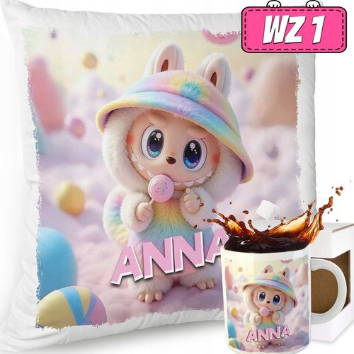 ZESTAW PODUSZKA KUBEK SŁODKI POTWOREK LABUBU LALKA WZORY PREZENT IMIĘ na Arena.pl