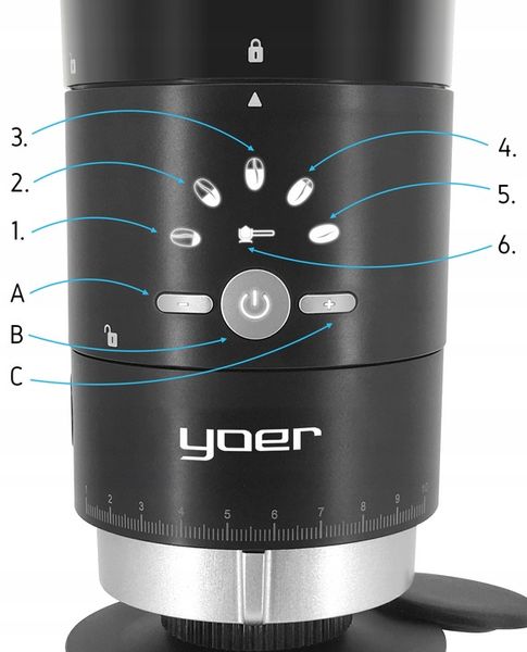 Elektryczny młynek kawy Żarnowy Yoer 150W AUTOMATYCZNY +43 Poziomy mielenia zdjęcie 13