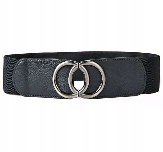 Damski Pasek Do Sukienki Szeroki Czarny Elastyczny zdjęcie 4