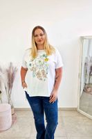Miętowa Laserowo Cięta Koszulka z Kwiatami UNI DUŻY