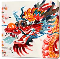 Obraz 90x90cm Smok o Żywej Barwie