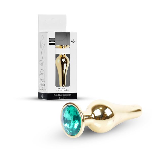 Plug-Jewellery Gold Butt Plug- Green zdjęcie 10