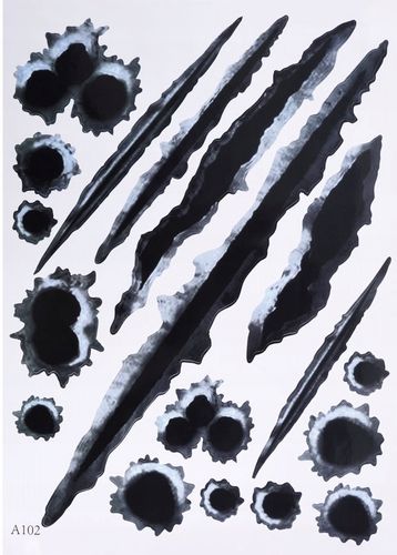 Naklejka 3D samochód dziury po kulach zadrapanie pazury auto tuning krecha na Arena.pl