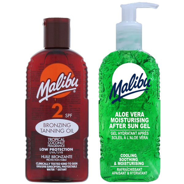 Malibu Olejek Do Opalania SPF2 200ml + Aloe Żel Po Opalaniu 200ml zdjęcie 1