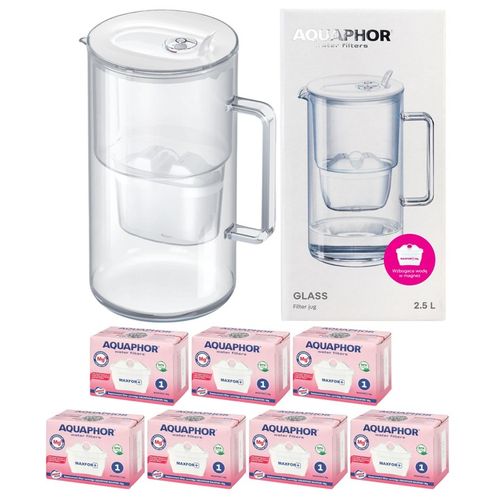 Dzbanek szklany filtrujący do wody Aquaphor Glass biały 7 filtrów Maxfor Mg na Arena.pl
