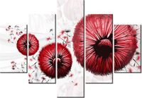 70 100CM OBRAZ 5 ELEM CZERWONE DMUCHAWCE DRUK PŁÓTNO