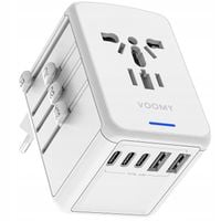 Adapter Podróżny VOOMY Y29 Z Ponad 170 Narodów - 2 Usb A 3 Usbc Biały
