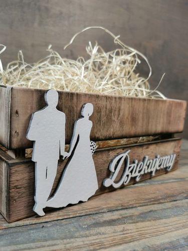 SKRZYNKA DREWNIANA PODZIĘKOWANIE OD PARY MŁODEJ DLA GOŚCI RODZICÓW DZIADKÓW na Arena.pl