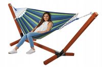 Zestaw Stelaż na Hamak Drewniany Impregnowany 220kg + Hamak 2-osobowy