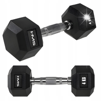 Hantle Ciężarki Gumowane HEX PRO Do Ćwiczeń Treningu Siłowego HMS 2x4 kg