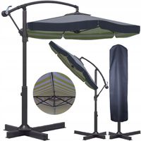 PARASOL ogrodowy DUŻY SKŁADANY SOLIDNY z WYSIĘGNIKIEM i FALBANĄ + POKROWIEC