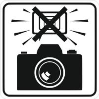 Tabliczka informacyjna piktogram Zakaz fotografowania z lampą błyskową