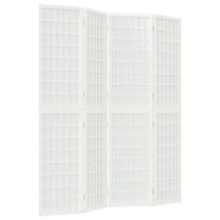 Składany parawan 4-panelowy, styl japoński, 160x170 cm, biały