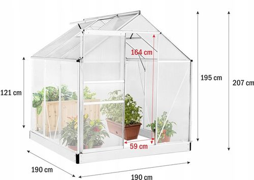 SZKLARNIA OGRODOWA POLIWĘGLAN DOMEK 1,9x1,95m 3,61m2 OCHRONA UV na Arena.pl