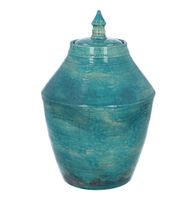 Turkusowa urna pogrzebowa dla dorosłej osoby Tabliczka NIE