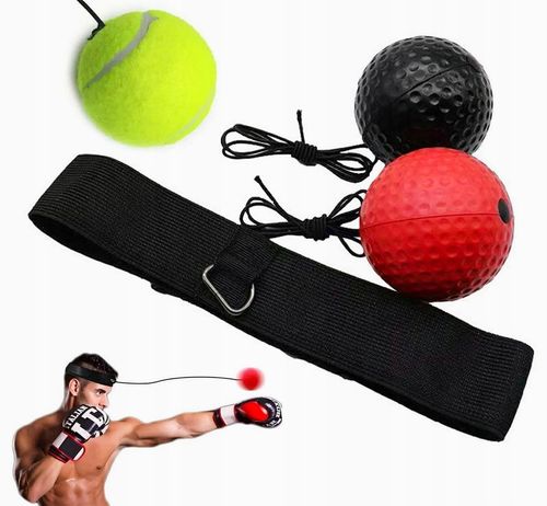 3x PIŁKA REFLEKSOWA REFLEKSÓWKA OPASKA NA GŁOWĘ ZESTAW BOKSERSKI TRENINGOWY na Arena.pl