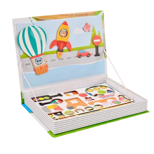Układanka Magnetyczna Pojazdy Książeczka Puzzle Edukacyjna dla Dzieci 3+ na Arena.pl