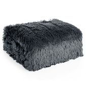 Miękki koc futrzany TIFANY 170X210 stalowy