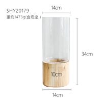 Wazon W Stylu Nordic Szkło Z Drewnianą Podstawą T