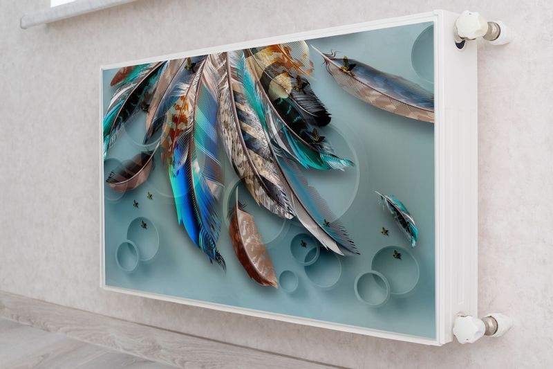 Maskownica MAGNETYCZNA Grzejnika Kolorowe Pióra 120cm x 60cm zdjęcie 4