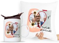 Zestaw Poduszka + Kubek Prezent Mateusz Morawiecki Z Nadrukiem Ze Zdjęciem