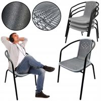 KRZESŁO OGRODOWE MOCNE WYGODNE NA TARAS LORETTO DO STOŁU SZARY