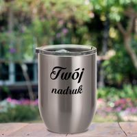 Srebrny kubek do wina z metalu 450 ml z Twoim nadrukiem