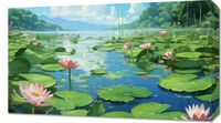 Obraz 70x40cm Sielankowy Staw Lilii