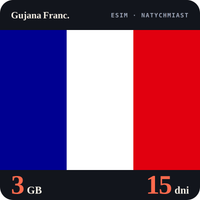 Karta eSIM Internet Gujana Franc. 3 GB na 15 dni - bez rejestracji