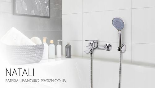Bateria wannowa z prysznicem i wężem ścienna kran do wanny prysznic na Arena.pl