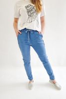 Niebieskie Damskie Spodnie z Guzikami UNI