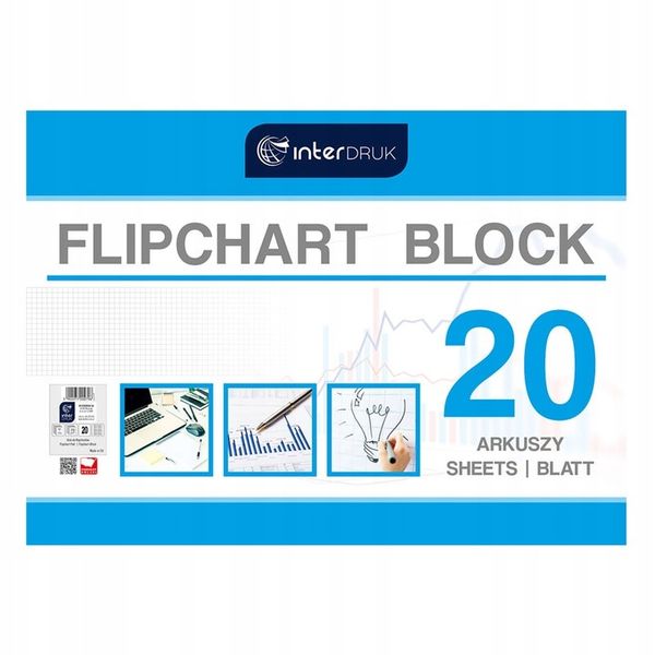 BLOK DO FLIPCHARTÓW 100X64CM 20 KARTEK # KRATKA INTERDRUK zdjęcie 2