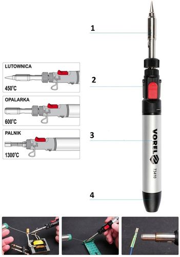 VOREL LUTOWNICA GAZOWA BUTAN OPALARKA PALNIK 3w1 70W 450-1300°C VOREL 73410 na Arena.pl