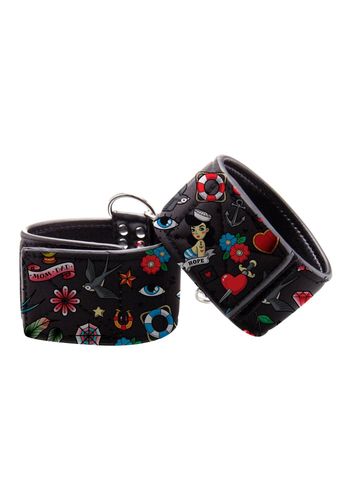 Printed Ankle Cuffs - Old School Tattoo Style - Black na Arena.pl