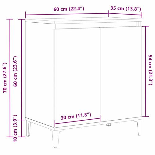 Bufet Czarny 60 x 35 x 70 cm Materiał drewnopochodny na Arena.pl