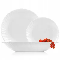 SERWIS OBIADOWY ZESTAW TALERZY BIAŁY NA 12 OSÓB AGNES SZKŁO 36 ELEM