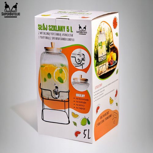 Słoik z kranikiem 5L słój szklany z kranem na stojaku dzbanek na Arena.pl